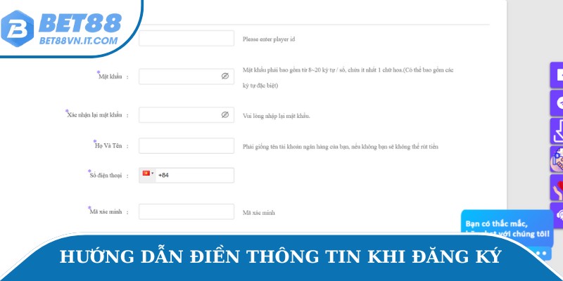 Hướng dẫn cách điền thông tin khi đăng ký